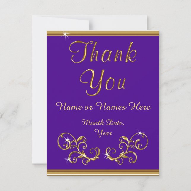 Cartes de remerciement pour le Mariage Gold et Pur (Devant)