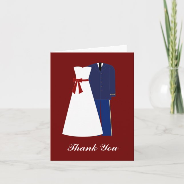 Cartes de remerciement pour mariage militaire (Devant)