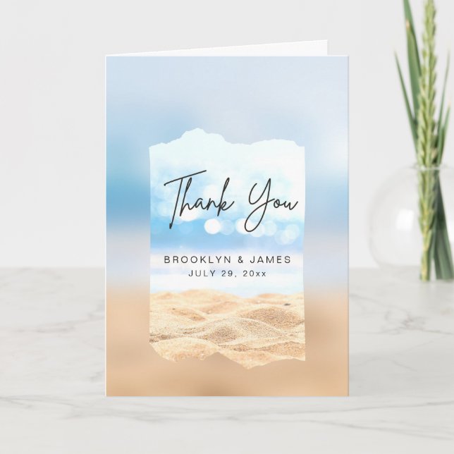 Cartes de remerciement pour mariage sur la plage (Devant)