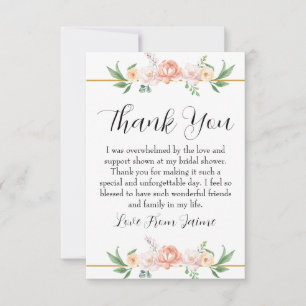 Cartes de remerciement pour une fête prénuptiale a
