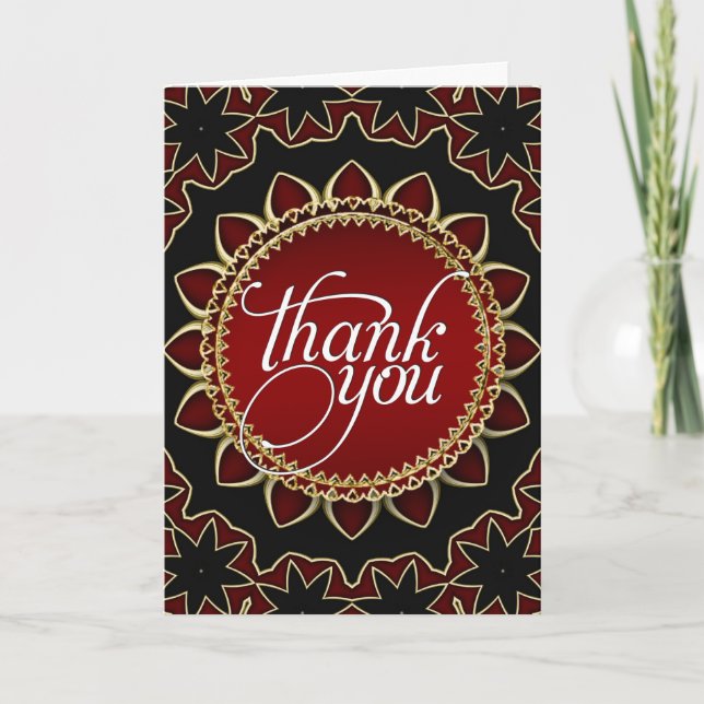 Cartes de remerciement Red Gold Exotic Sunflower (Devant)