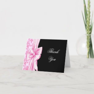 Cartes de remerciement Rose Damassé Rose Noir