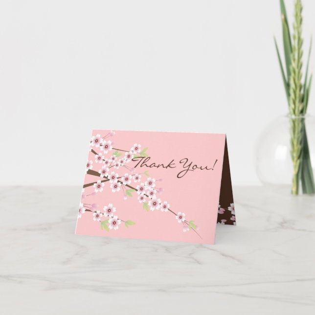 Cartes de remerciement rose et marron Fleur de cer (Devant)