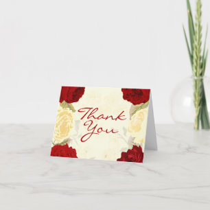 Cartes de remerciement Roses Rouges & Ivoire