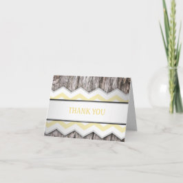 Cartes de remerciement rustiques Chevron jaune et 