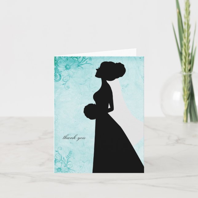 Cartes de remerciement silhouette chic pour mariag (Devant)