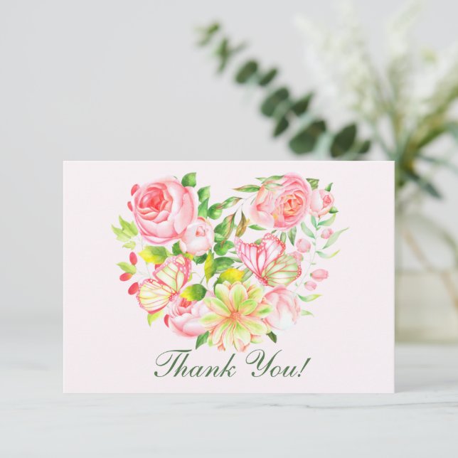 Cartes de remerciement Sweetheart Rose rose (Debout devant)
