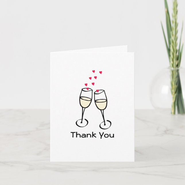 Cartes de remerciement verres à toast élégants (Devant)