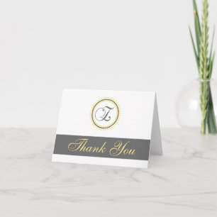 Cartes de remerciement Z Dot Circle Monogam (Jaune