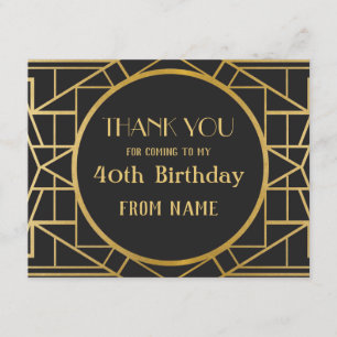Cartes de remerciements Art Déco Gatsby Party des 