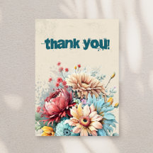 Cartes de Remerciements avec Fleurs, 5x7 pouces, v