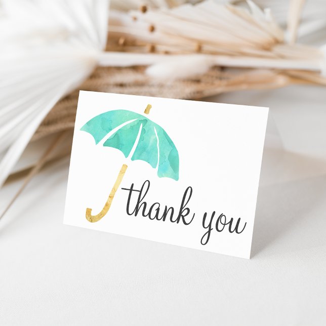 Cartes de Remerciements Baby shower Parapluie Mint (Créateur téléchargé)