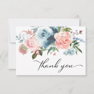 Cartes de remerciements bleu et rose pâle et rose 