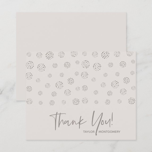Cartes de Remerciements Budget White Script Off-Wh (Devant / Derrière)
