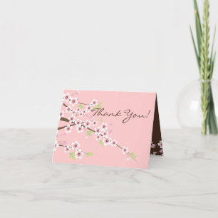 Cartes de remerciements Cerry Blossom rose et Brow