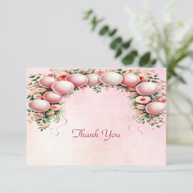 Cartes de remerciements de ballons roses (Debout devant)
