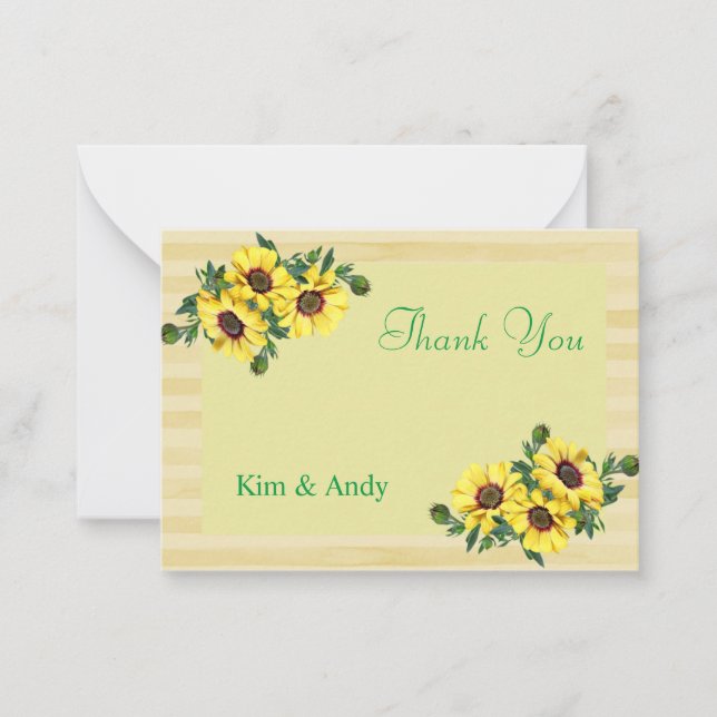 Cartes de remerciements de bandes de tournesol (Devant)