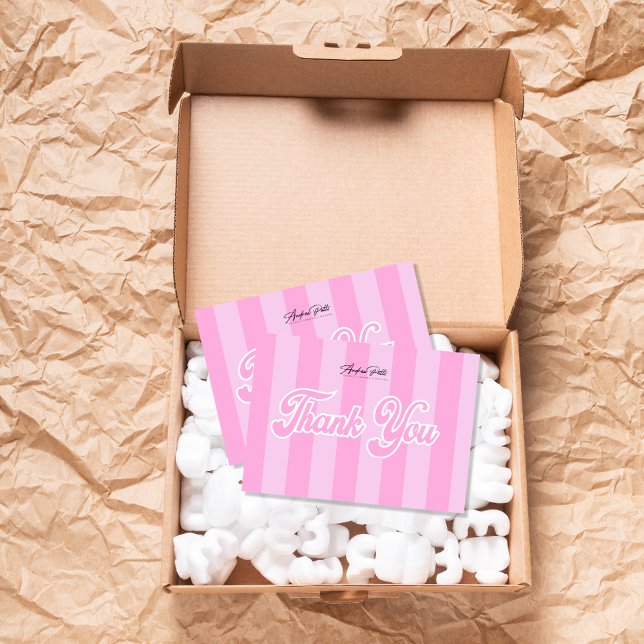 Cartes de remerciements de bandes roses rétro (Créateur téléchargé)