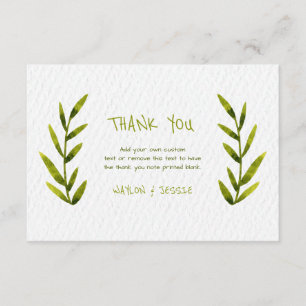 Cartes de remerciements des Feuilles d'aquarelle