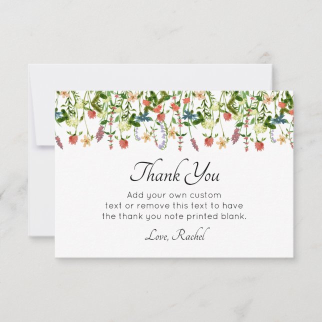Cartes de remerciements du Fleur sauvage botanique (Devant)