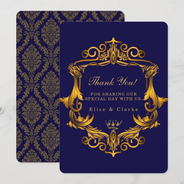 Cartes de remerciements du Mariage royal (Devant / Derrière)