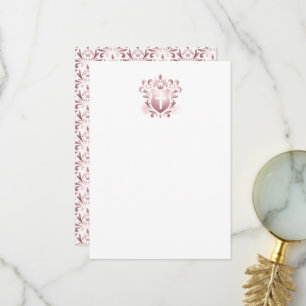 Cartes de Remerciements Dusty Pink Crest & Cross