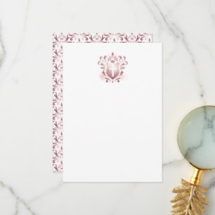 Cartes de Remerciements Dusty Pink Crest & Cross