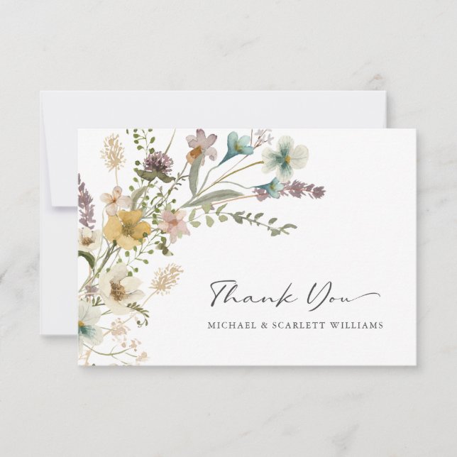 Cartes de remerciements fleurs sauvages (Devant)