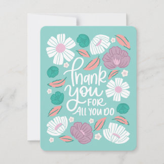 Cartes de remerciements - Florales Turquoises