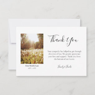 Cartes de remerciements funéraires avec photo pers