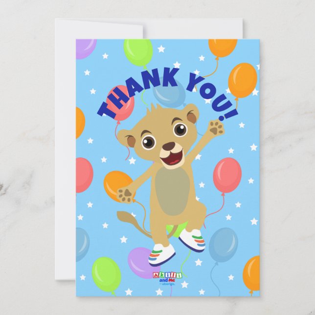 Cartes de Remerciements Little Lion (Horizontal) (Devant)