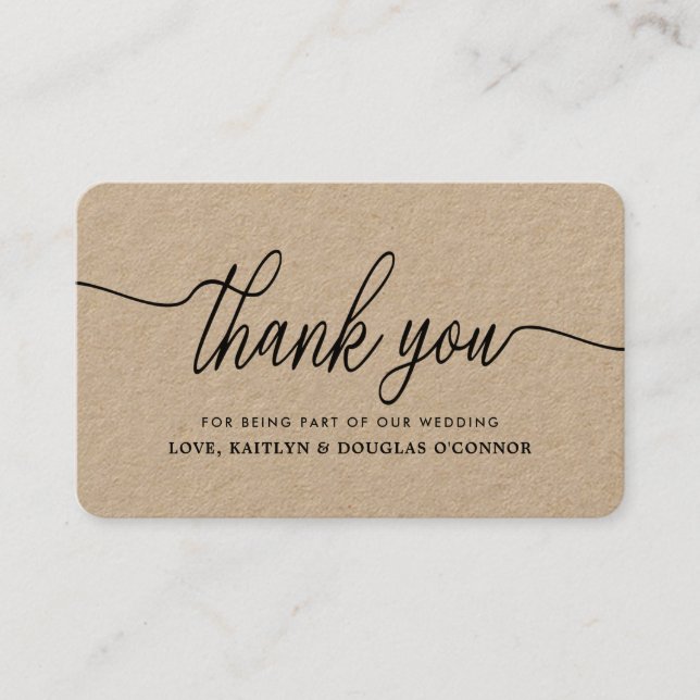 Cartes de Remerciements Mariage Simple Script (Devant)