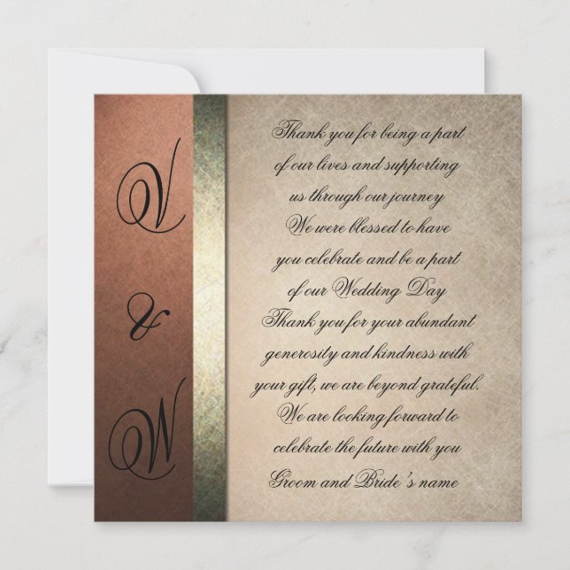 Cartes de Remerciements Mariages tendance et éléga (Devant)