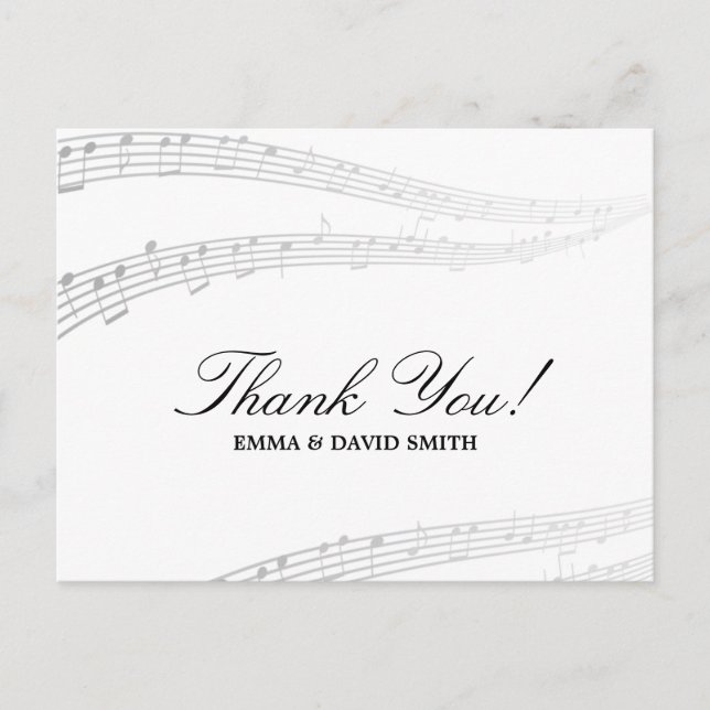 Cartes de remerciements musicales simples et éléga (Devant)