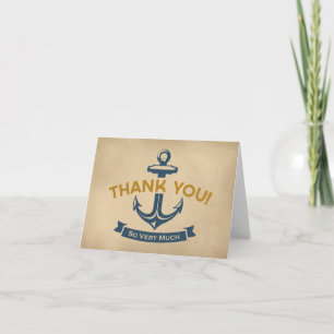 Cartes de remerciements nautiques Marine Ancre ble