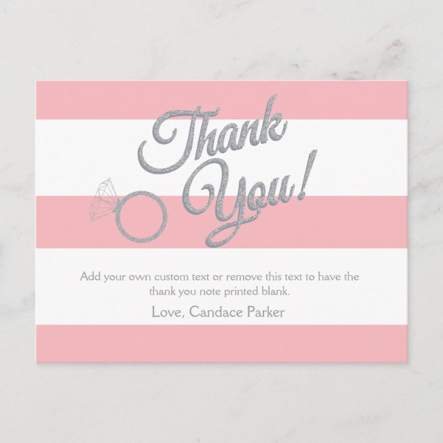 Cartes de Remerciements Parties scintillant Rose (Devant)