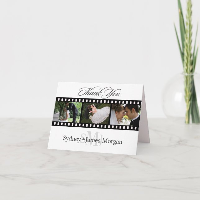 Cartes de remerciements, photos mariages+monogramm (Devant)