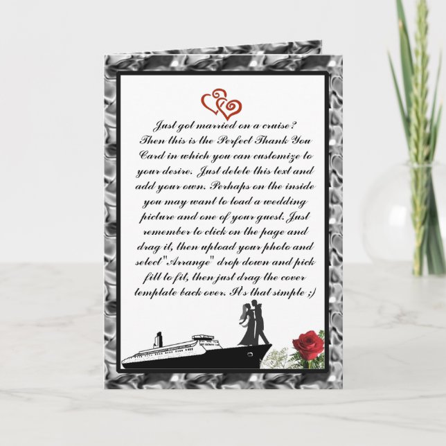Cartes de remerciements pour la croisière mariage (Devant)