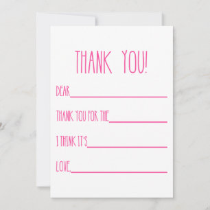 Cartes de remerciements pour les filles