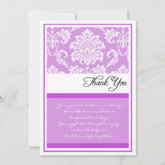 Cartes de remerciements Purple Mariage damassé