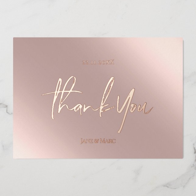 Cartes de Remerciements Real Foil Rosegold Pink (Recto)