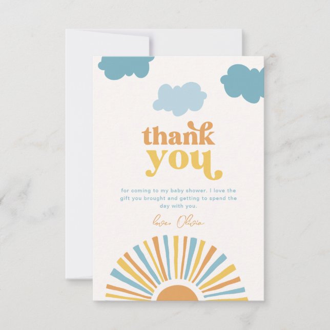 Cartes de remerciements Sun Baby shower (Devant)