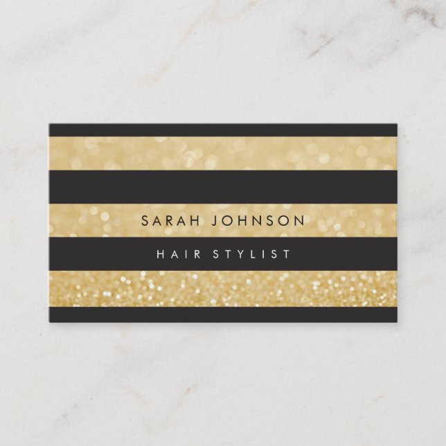 Cartes de rendez-vous Black Gold Stripes Hair Styl (Devant)