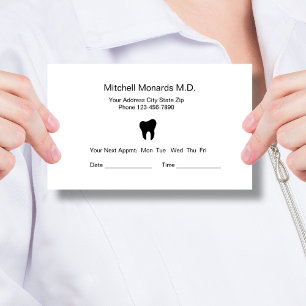 Cartes de rendez-vous de bureau de dentiste