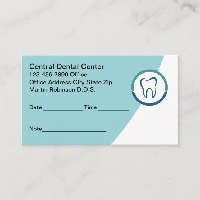 Cartes de rendez-vous de bureau pour dentistes mod (Devant)