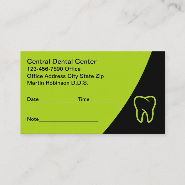 Cartes de rendez-vous de bureau pour dentistes mod (Devant)