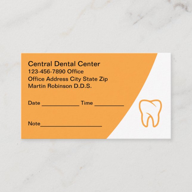 Cartes de rendez-vous de bureau pour dentistes mod (Devant)