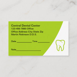 Cartes de rendez-vous de bureau pour dentistes mod
