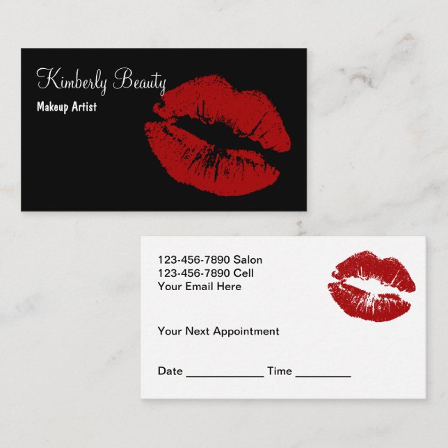 Cartes de rendez-vous de maquillage Artiste Lèvres (Devant / Derrière)