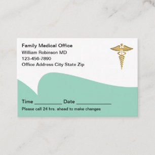 Cartes de rendez-vous de pratique médicale familia